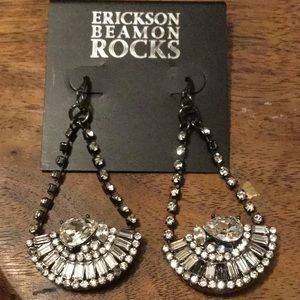NWT VTG Erickson Beamon Rocks Trapeze Crystal Chandelier Earrings